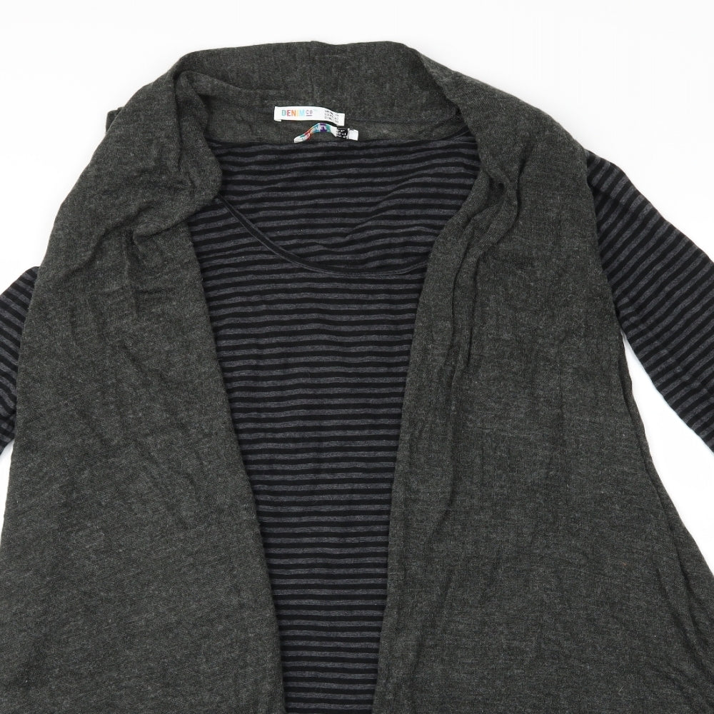 Denim Co. Womens Grey Striped  Cardigan Jumper Size 14