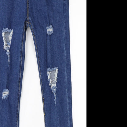 Faythlanu Womens Blue  Denim Straight Jeans Size M L27 in