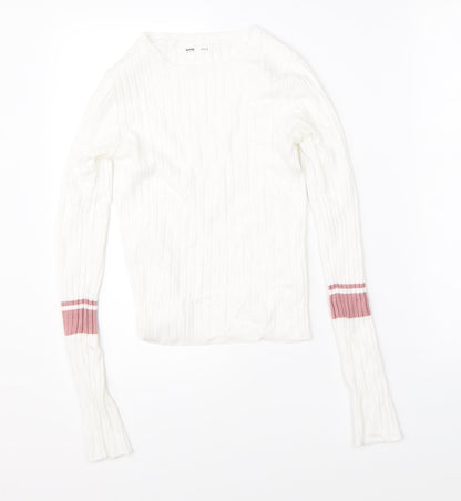 Womens UK Size S Sinsay White Pullover Jumper