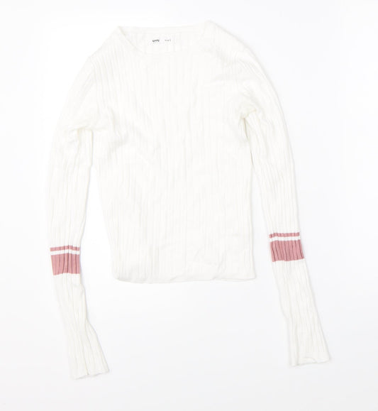 Womens UK Size S Sinsay White Pullover Jumper