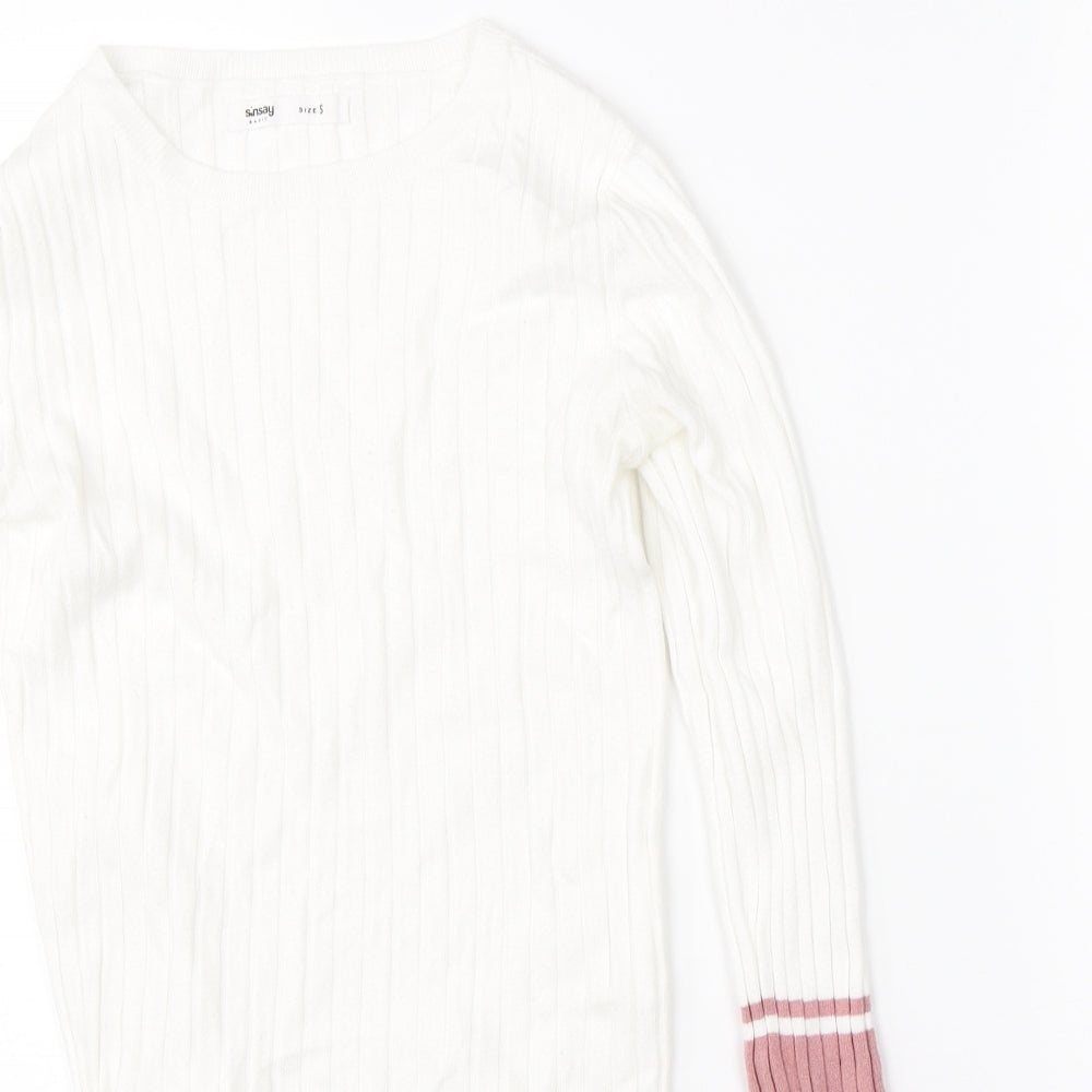 Womens UK Size S Sinsay White Pullover Jumper