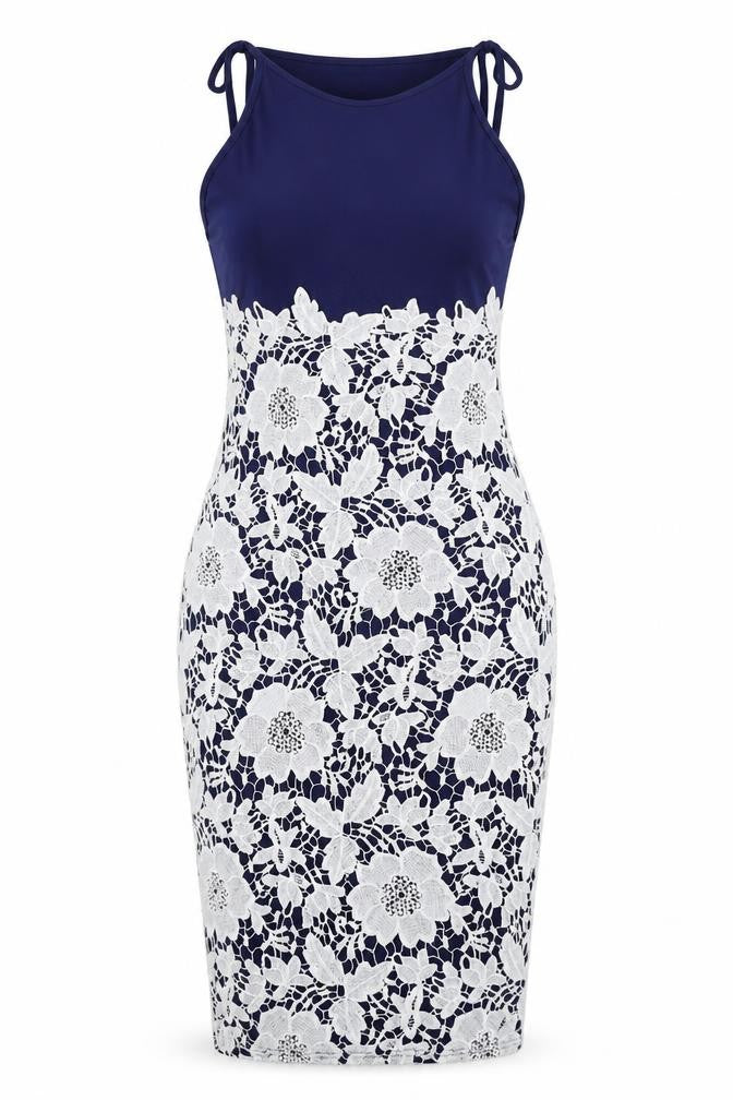 Yoins Womens Blue Floral  Pencil Dress  Size M