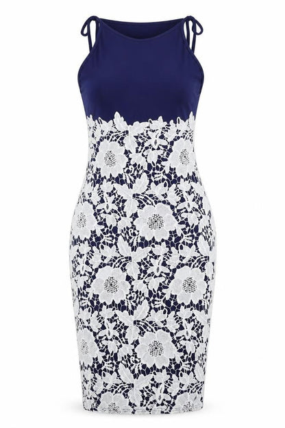 Yoins Womens Blue Floral  Pencil Dress  Size M