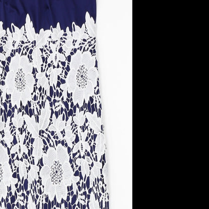 Yoins Womens Blue Floral  Pencil Dress  Size M