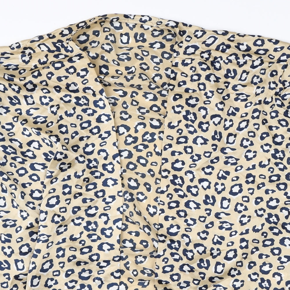 Boohoo Womens Gold Animal Print Satin Cardigan Jumper Size 8