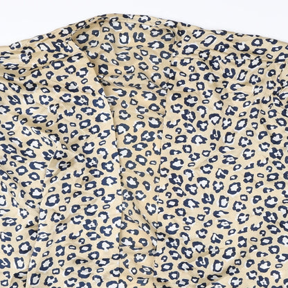 Boohoo Womens Gold Animal Print Satin Cardigan Jumper Size 8