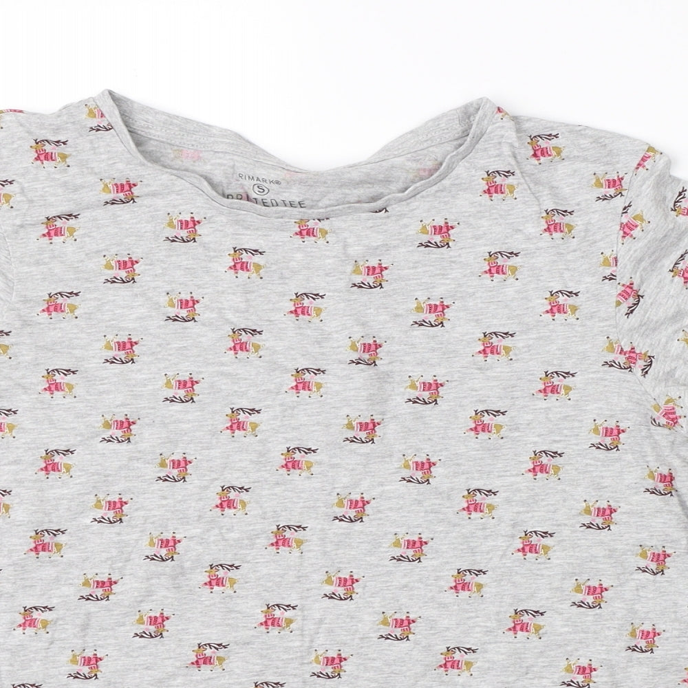 Primark Womens Grey    Pyjama Top Size S  - reindeer christmas