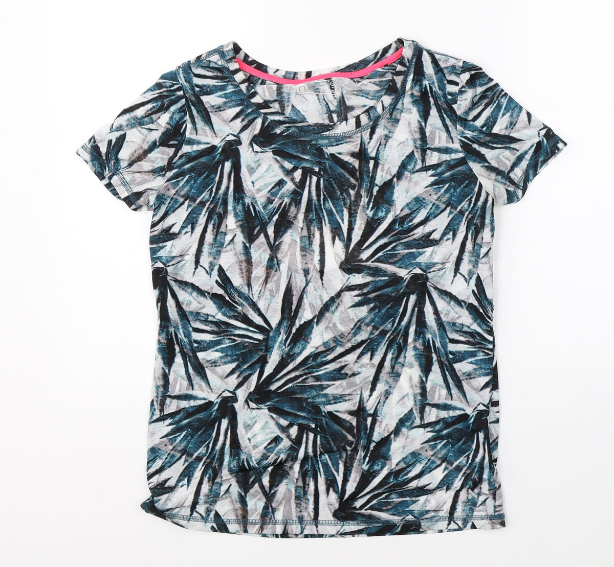 Next Womens Blue Floral  Basic T-Shirt Size 6  - open back