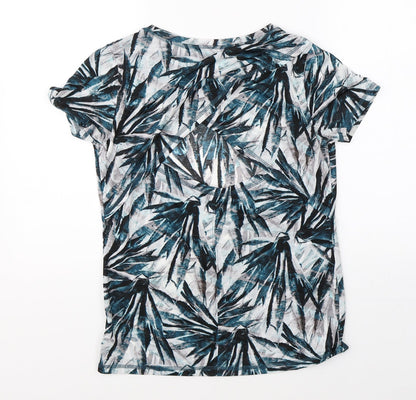 Next Womens Blue Floral  Basic T-Shirt Size 6  - open back