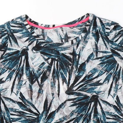 Next Womens Blue Floral  Basic T-Shirt Size 6  - open back