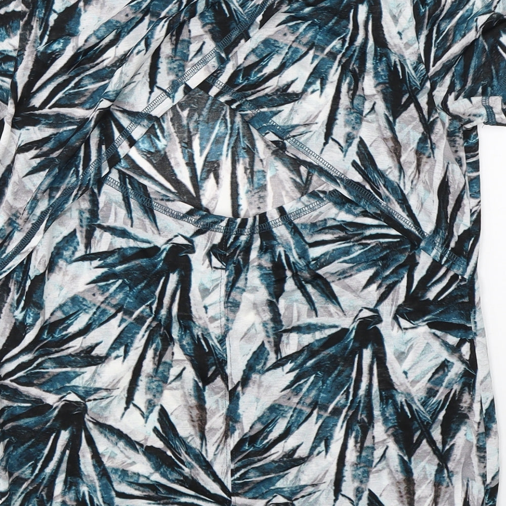 Next Womens Blue Floral  Basic T-Shirt Size 6  - open back
