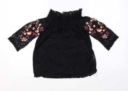 Womens UK Size 8 New Look Black Basic Blouse