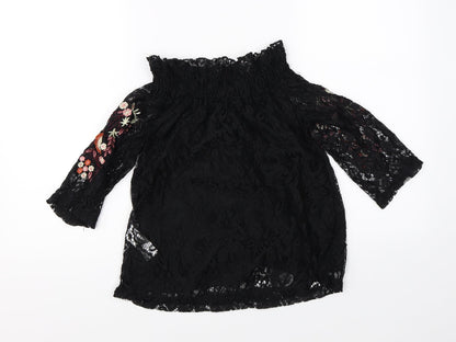 Womens UK Size 8 New Look Black Basic Blouse