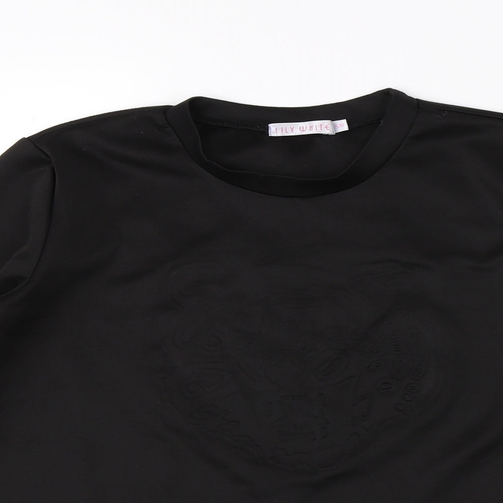 Womens UK Size M Lily White Black Basic T-Shirt
