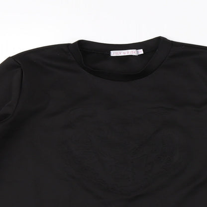 Womens UK Size M Lily White Black Basic T-Shirt