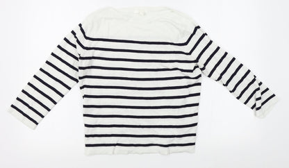 H&M Womens White Striped  Pullover Jumper Size S