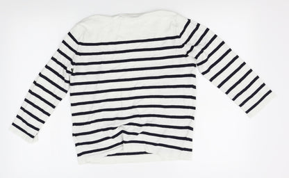 H&M Womens White Striped  Pullover Jumper Size S