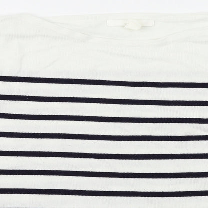 H&M Womens White Striped  Pullover Jumper Size S