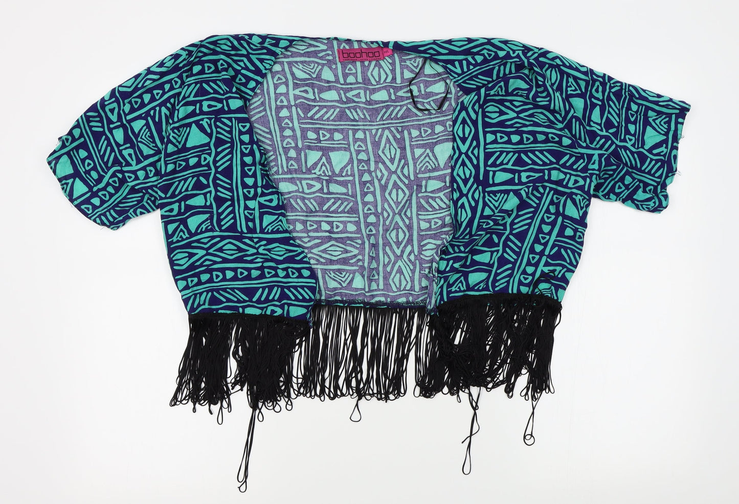 Boohoo Womens Green Geometric  Cardigan Jumper Size M