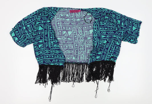 Boohoo Womens Green Geometric  Cardigan Jumper Size M