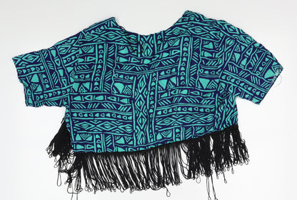 Boohoo Womens Green Geometric  Cardigan Jumper Size M