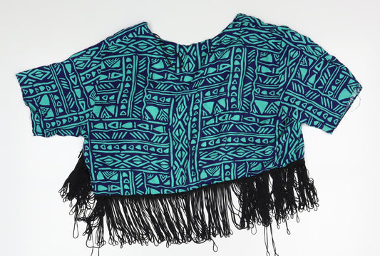 Boohoo Womens Green Geometric  Cardigan Jumper Size M