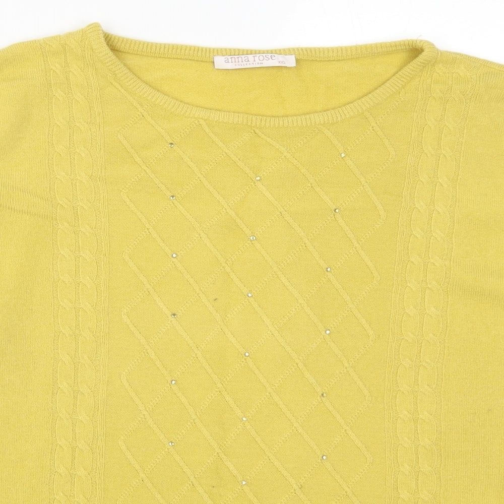 Womens UK Size 2XL Anna Rose Yellow Pullover Jumper