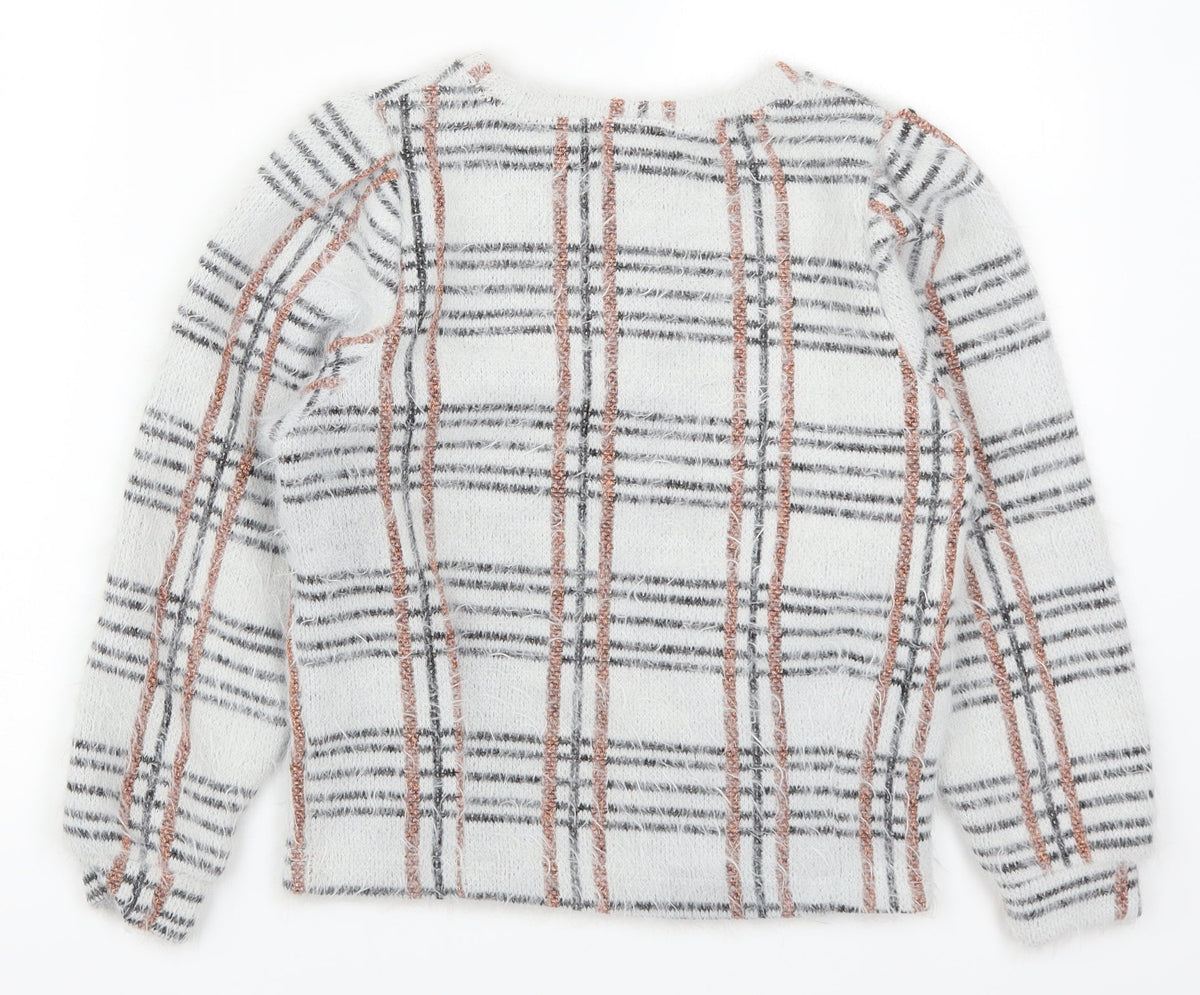 Primark Girls Grey Check  Pullover Jumper Size 9-10 Years