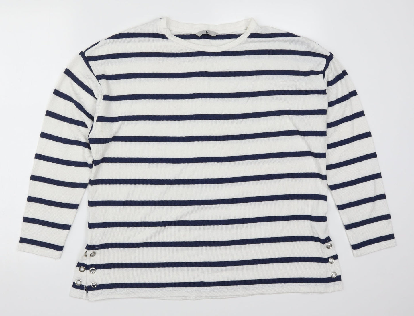 TU Womens Blue Striped  Pullover Jumper Size 14