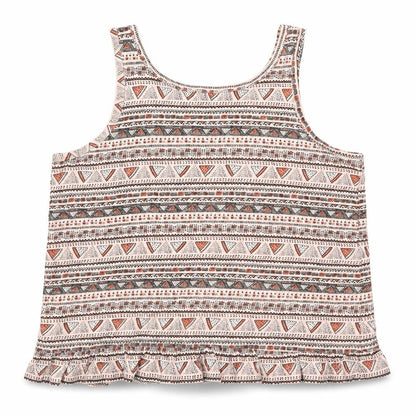 Front view of Pep&Co girls’ pink geometric basic tank, size 9, years