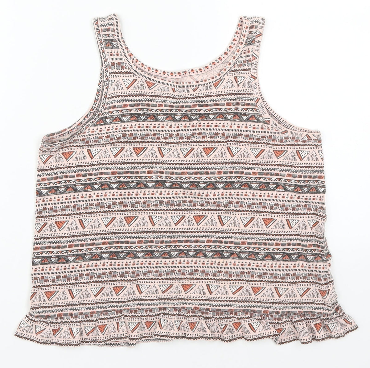Back view of Pep&Co girls’ pink geometric basic tank, size 9, years