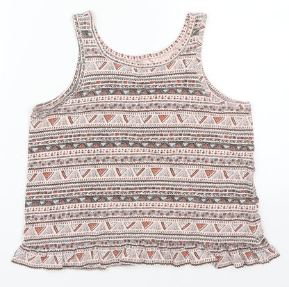 Back view of Pep&Co girls’ pink geometric basic tank, size 9, years