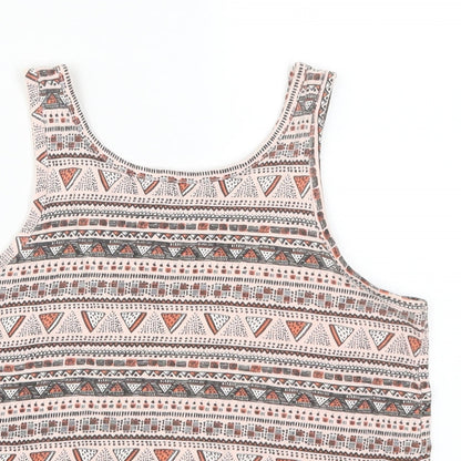 Close-up detail of Pep&Co girls’ pink geometric basic tank, size 9, years