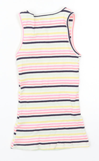 Back view of F&F girls’ multicoloured striped basic tank, size 6-7, years