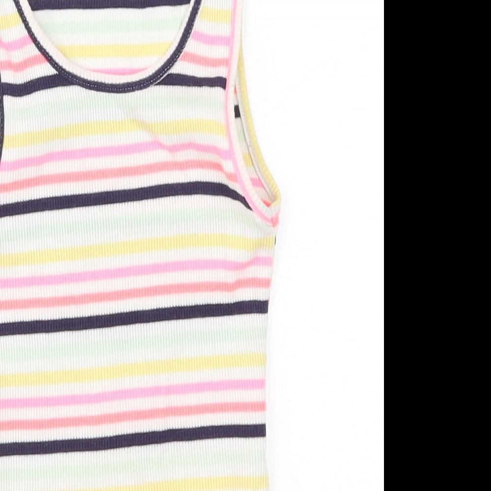 Close-up detail of F&F girls’ multicoloured striped basic tank, size 6-7, years
