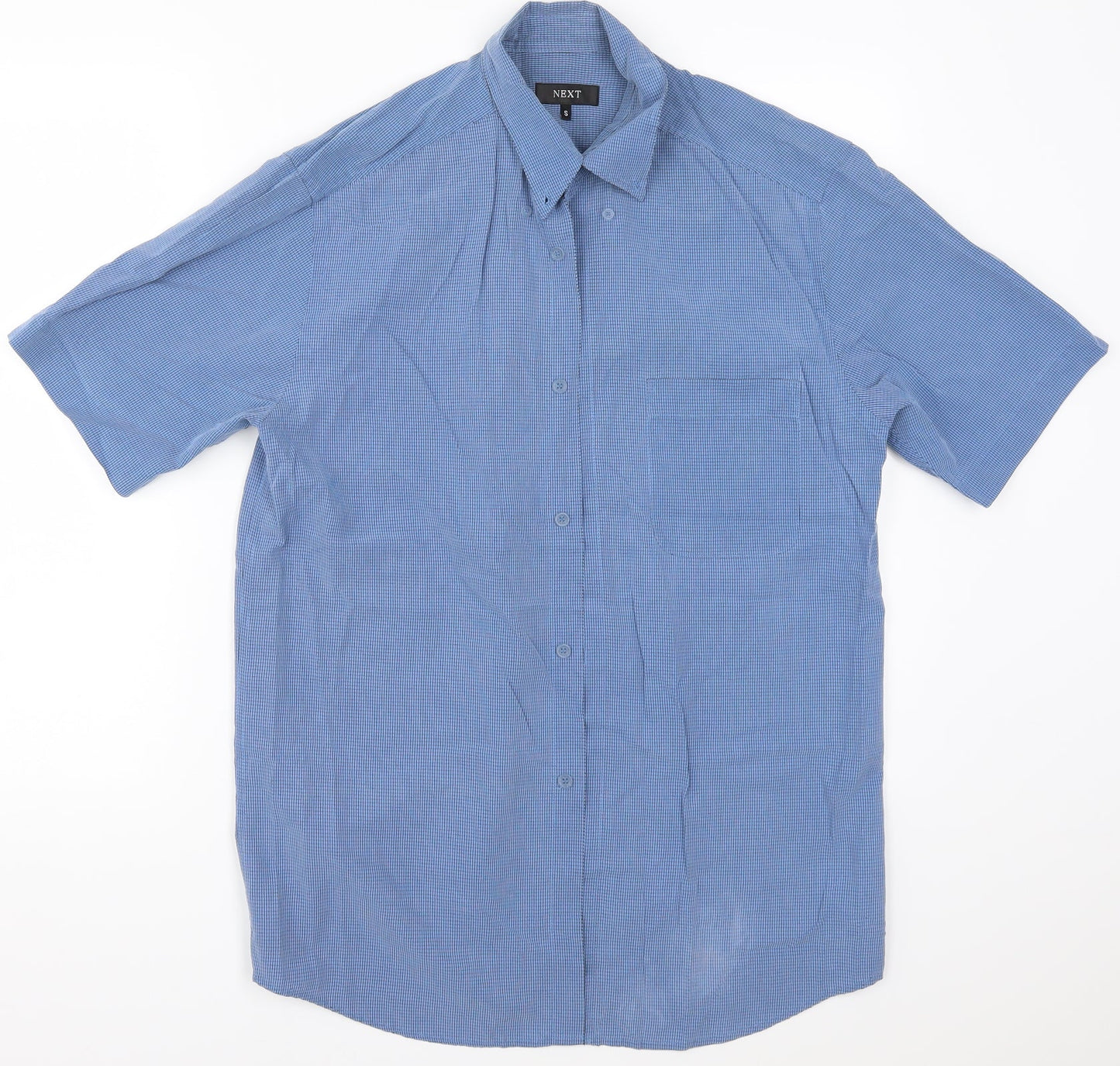 Mens UK Size S NEXT Blue  Button-Up Short Sleeve Casual Shirt
