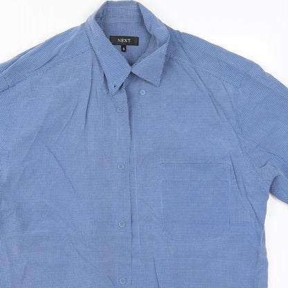 Mens UK Size S NEXT Blue  Button-Up Short Sleeve Casual Shirt