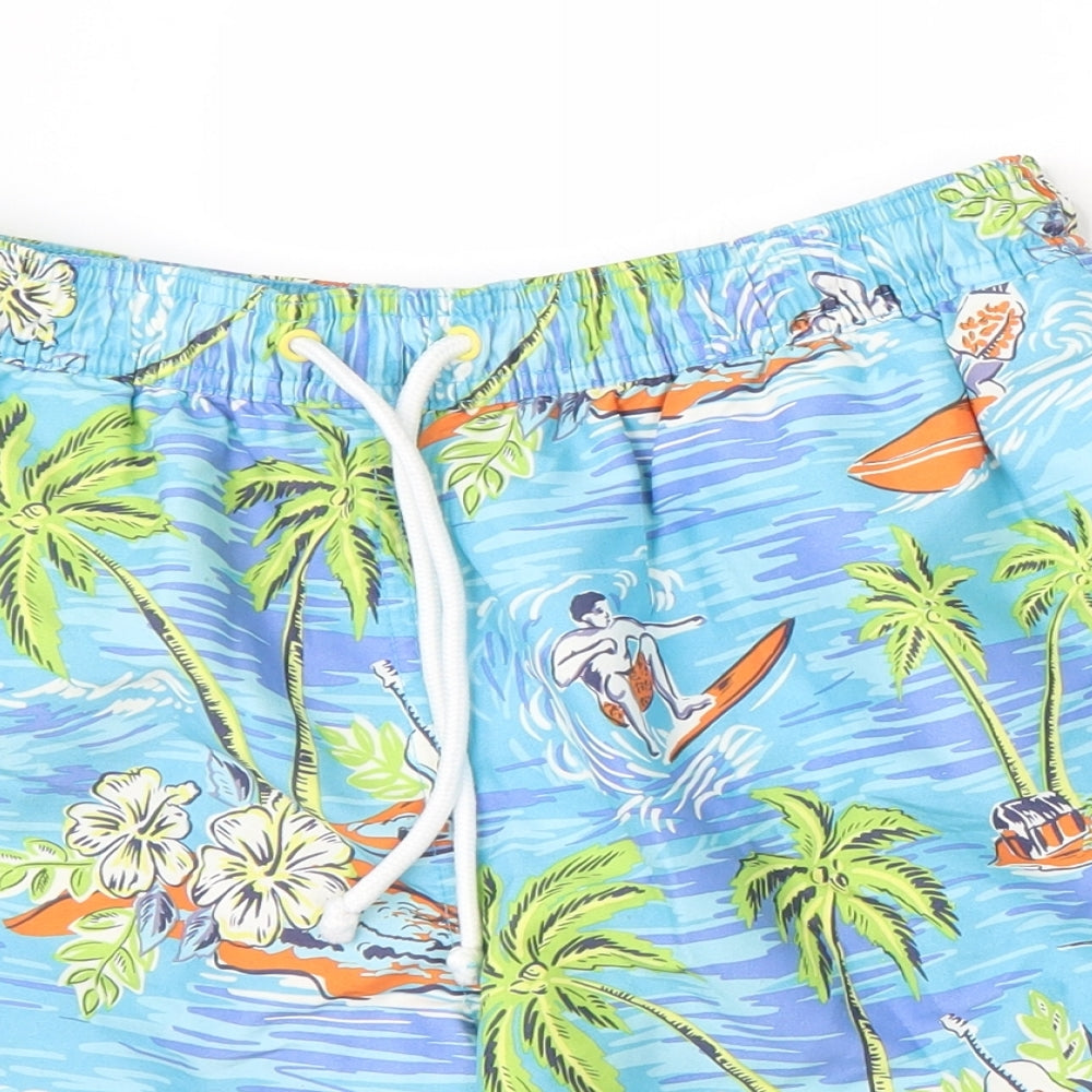 Marks and Spencer Mens Blue   Athletic Shorts Size M - Palm Trees Surfing