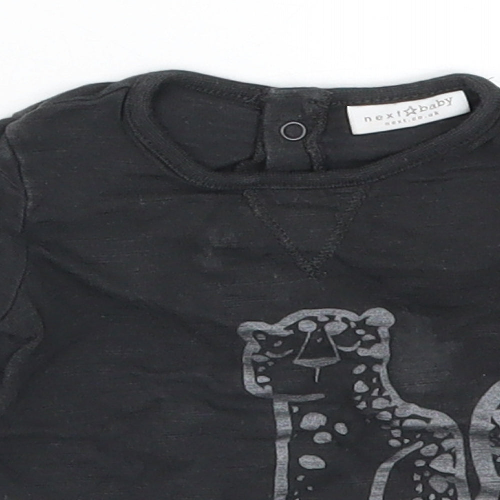NEXT Baby Black   Basic T-Shirt Size 0-3 Months  - Leopard