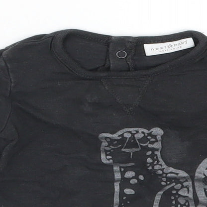 NEXT Baby Black   Basic T-Shirt Size 0-3 Months  - Leopard