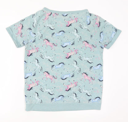 Marks and Spencer Womens Blue Solid  Top Pyjama Top Size 10  - Unicorns Loungewear