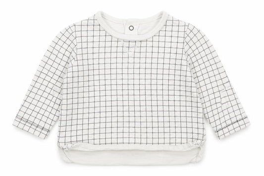 Front view of Next Baby White Check Basic T-Shirt, size 0-3, Months