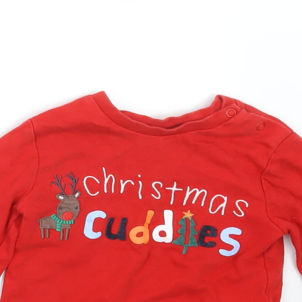 F&F Baby Red Geometric  Babydoll Pyjama Set Size 12-18 Months  - Christmas
