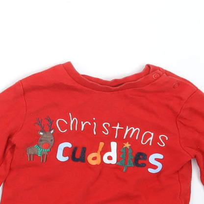 F&F Baby Red Geometric  Babydoll Pyjama Set Size 12-18 Months  - Christmas