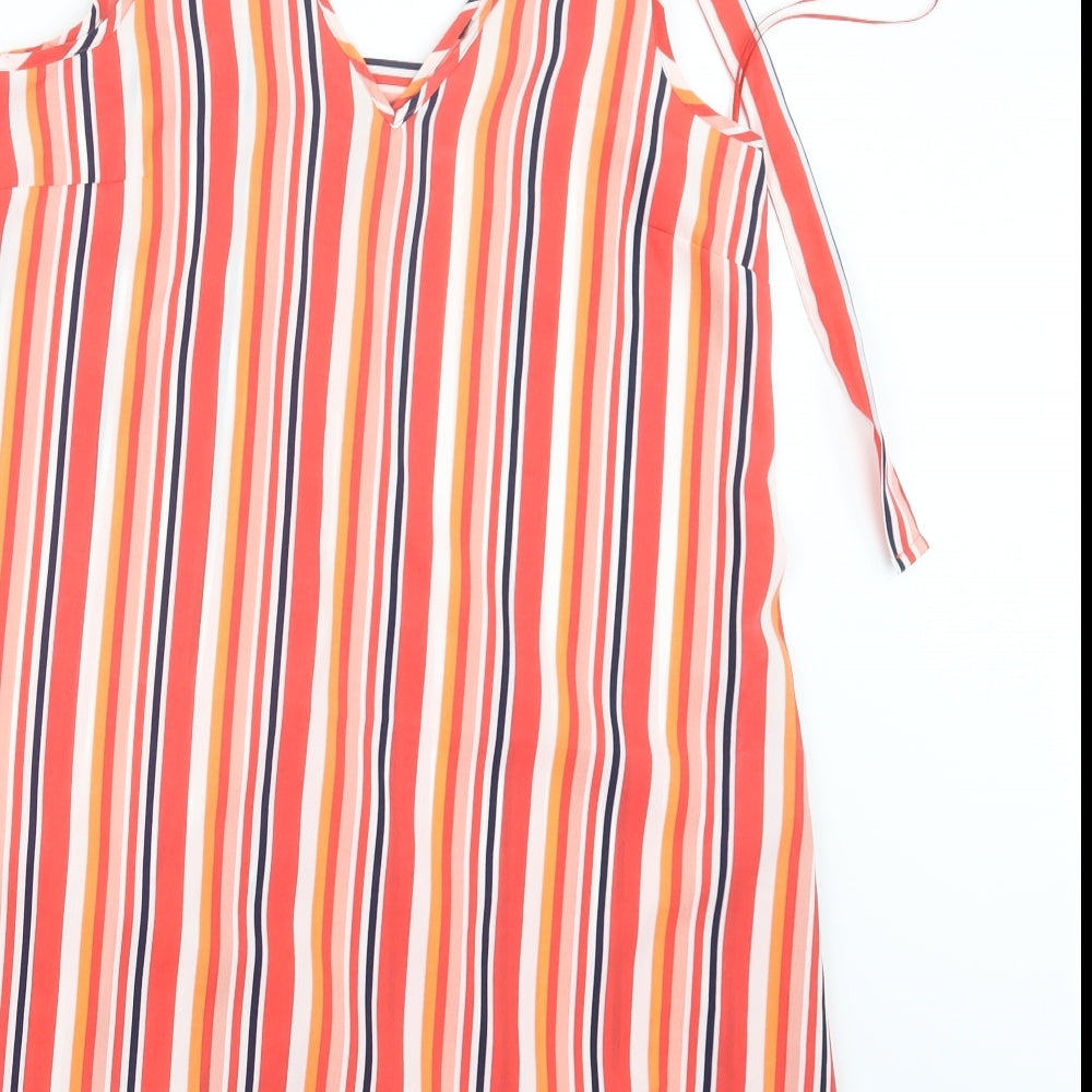 Matalan Womens Red Striped  Basic T-Shirt Size 8  - Long