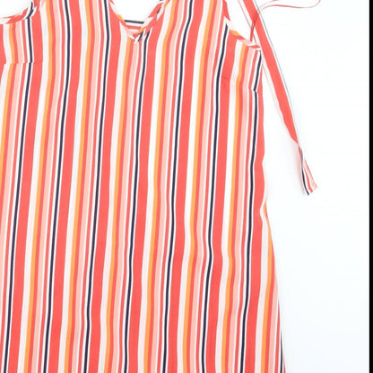 Matalan Womens Red Striped  Basic T-Shirt Size 8  - Long