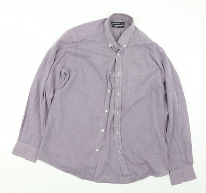 Mens UK Size 16 Cedar Wood State Purple  Button-Up Long Sleeve Casual Shirt