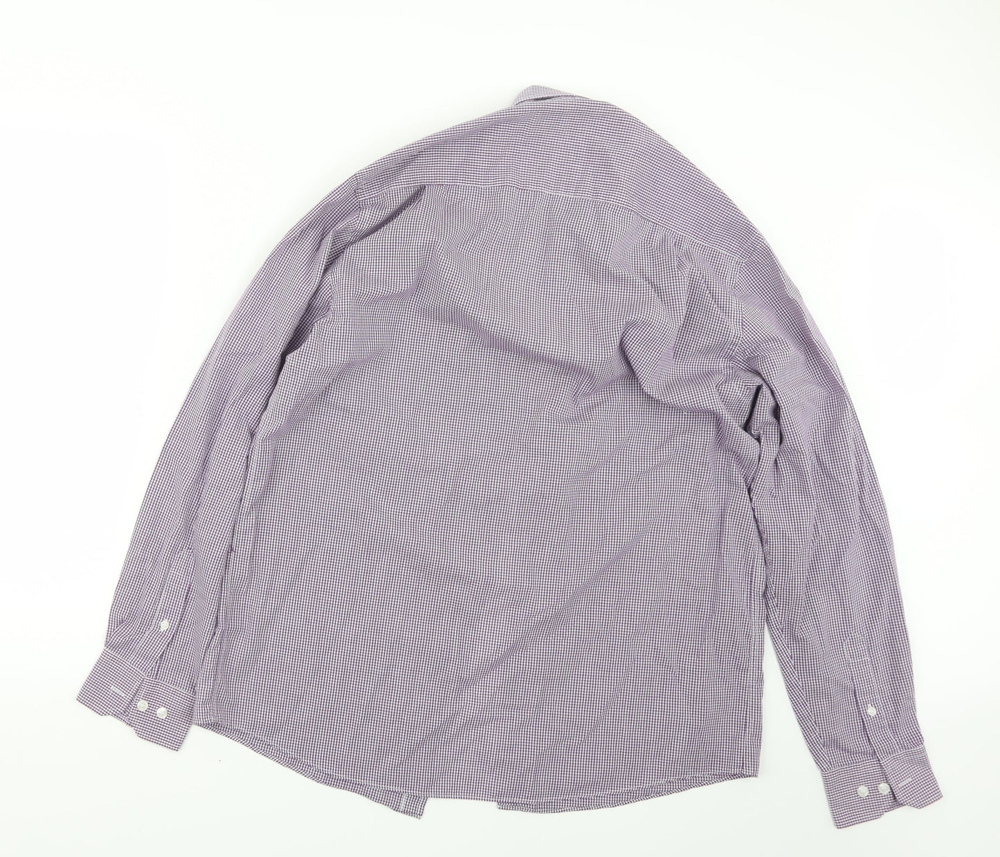 Mens UK Size 16 Cedar Wood State Purple  Button-Up Long Sleeve Casual Shirt