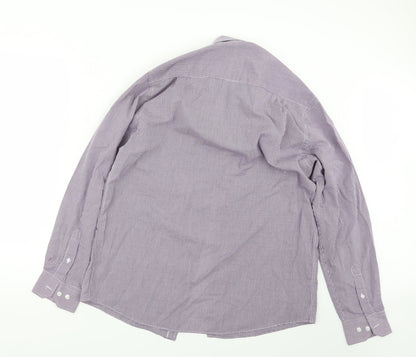 Mens UK Size 16 Cedar Wood State Purple  Button-Up Long Sleeve Casual Shirt