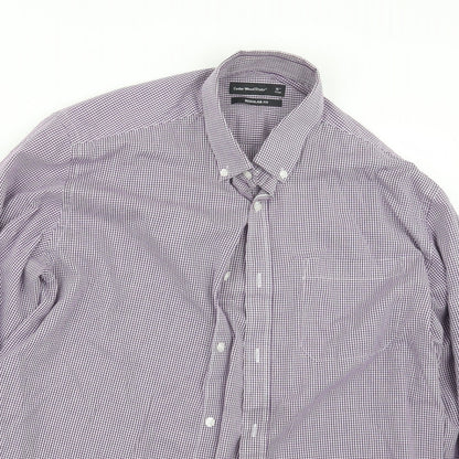 Mens UK Size 16 Cedar Wood State Purple  Button-Up Long Sleeve Casual Shirt